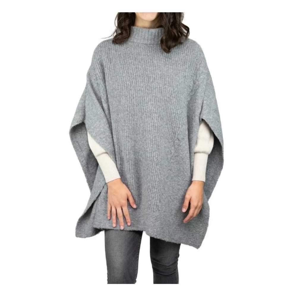 Time and Tru gray cable knit poncho